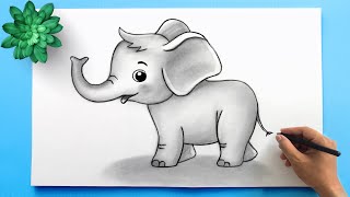 Cute Baby Elephant Drawing [upl. by Evreh]