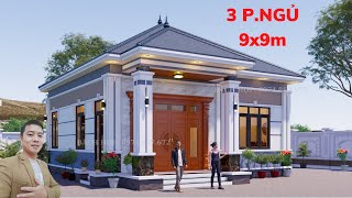 Nhà cấp 4 mái nhật đơn giản 3 phòng ngủ kích thước 9x9m tại Quảng Ninh Năm 2023  Nhà Đẹp Bách Hợp [upl. by Budd]