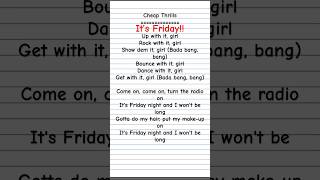 Cheap Thrills  Sia and Sean Paul  Lyrical song  friday lyrics shorts [upl. by Araj]