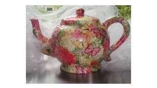 Ceramic Teapot Tutorial Decoupage Punch Studio Napkins [upl. by Odlaniger77]