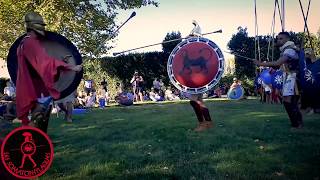 Greek Hoplites Fight  Ancient quotHEMAquot Spears amp Shields  Les Somathophylaques  Arles 2018 [upl. by Ardnuek]