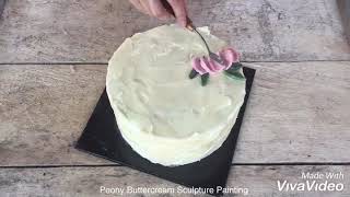 How to make peony Buttercream Sculpture Painting [upl. by Benton]