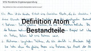 NTG Industriemeister Mündliche Ergänzungsprüfung  Defiition Atom Bestandteile [upl. by Cale864]