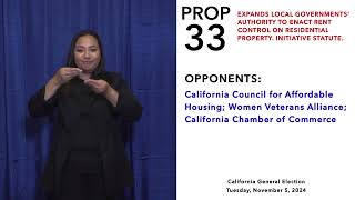 Proposition 33 Quick Reference Guide ASL  November 5 2024 California General Election [upl. by Hannus]