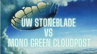 UW Stoneblade VS Mono Green Cloudpost MTGO Legacy League Match [upl. by Cresida284]