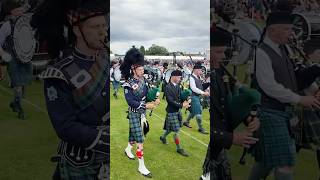 scotlandthebrave as drummajors lead massed pipesanddrums after opening 2024 Aboyne Games shorts [upl. by Wiskind]