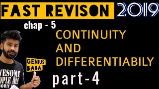 4 CONTINUITY AND DIFFERENTIABILITY  REVISION CLASS 12 MATHS 2019 [upl. by Adnohsek]