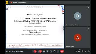 Principles of Modern CDMA MIMO OFDM Wireless Communications  NPTEL Tutorial session  Week7 [upl. by Ymereg]