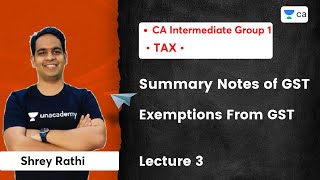 L3  Summary Notes of GST  Exemptions from GST  Shrey Sir [upl. by Annora163]