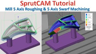 SprutCAM Tutorial 57  Mill 5 Axis Roughing amp Finish Swarf Machining [upl. by Valtin]