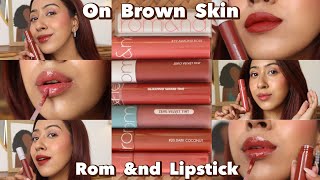 Best Rom ampnd Lipshades on Brown Skin  Swatches  Korean Lip Tints [upl. by Awad]