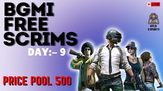 BGMI DAILY FREE SCRIMS DAY 9  PRICE POOL 500 INR  APLA ESPORTS bgmiscrims scrimslive bgmi [upl. by Icram666]