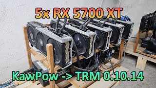 5x RX 5700 XT  KawPow Hashrate amp Profit Fren Clore Neurai TRM 01014 [upl. by Dnomrej828]