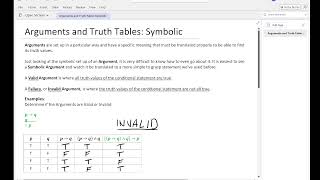 Arguments and Truth Tables Symbolic [upl. by Maleeny786]