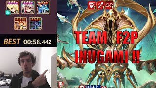 TEAM 100  F2P CRYPTE HARD AVEC LES 3 INUGAMI  1min15 TEMPS MOYENS [upl. by Barolet]