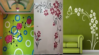 bedroom wall paint design  wall painting design ideas bedroom  creative wall flower design ideas [upl. by Giavani]