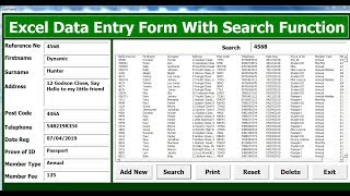 How to Create Excel VBA Data Entry Form With Search Function using Userform  Full Tutorial [upl. by Jacobah]