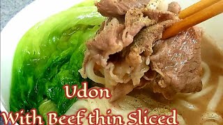 Udon Soup with Thin Sliced Beef  Chinese Recipe [upl. by Eberhard193]