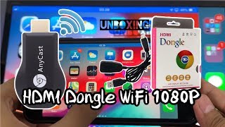 AnyCast HDMI Dongle Wifi 1080P  Unboxing  Tutorial [upl. by Pogah]