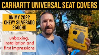 Carhartt Universal Seat Covers  Unboxing Installation and First Impressions  2022 Chevy 2500HD [upl. by Belicia]