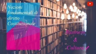 Diritto Costituzionale  Nozioni Fondamentali [upl. by Aliekahs]