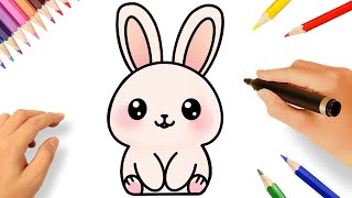 COMO DESENHAR UM COELHO KAWAII FÁCIL 🐇 [upl. by Nyvek]