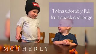 Twins adorably fail fruit snack challenge [upl. by Clarice391]