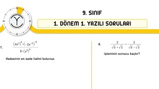 9SINIF 1DÖNEM 1YAZILI ORİJİNAL YAYINLARI MATEMATİK SORU ÇÖZÜMLERİ PDF [upl. by Charles]