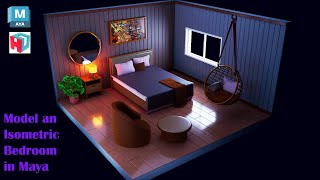 Autodesk Maya Tutorial  How to Model an Isometric Bedroom [upl. by Ennaeiluj600]