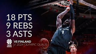 Deandre Ayton 18 pts 9 rebs 3 asts vs Finland 2024 Olympic Qualis [upl. by Romelle]