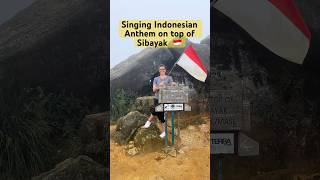 Singing INDONESIAN Anthem On Top Of A Volcano 🌋 shorts nationalanthem trending travel [upl. by Athallia]