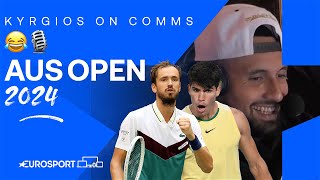 He embraces being the VILLAIN 🦹  Nick Kyrgios Best Bits On Comms  Day 3 Australian Open 2024 🇦🇺 [upl. by Yrebmik]