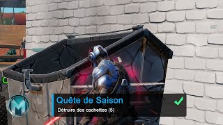 Détruire des cachettes Fortnite Emplacement des cachettes Fortnite Quête de saison Chapitre 3 [upl. by Anit]