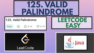 Leetcode  125 Valid Palindrome  Easy  Java Solution [upl. by Thompson]