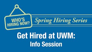 Get Hired at UWM Info Session and Mixer [upl. by Aicened965]