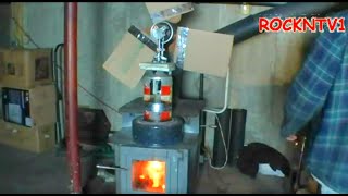 Stirling Engine wood stove Hot Air fan Homemade [upl. by Kcirddor427]