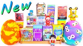 NEW 2019 Playdoh Surprise Eggs Blind Boxes Opening Kidrobot Android Spongebob Simpsons Fraggle Rock [upl. by Burdelle]