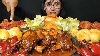 Eating Mutton Curry Chicken Curry Rice Eggs Papad Saladasmrsounds mukbang indianfood [upl. by Caasi417]