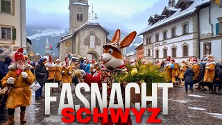 Schwyzer Fasnacht 2024 Guggenmusik und Umzüge in Schwyz [upl. by Asilad911]