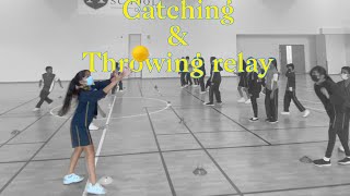 Fun PE activity  Catching and Throwing relay  pegames  physical education  physedgames [upl. by Aivatnuhs]