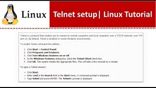 Linux Tutorial  Telnet setup [upl. by Malha]