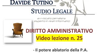 Diritto Amministrativo Video lezione n25  Il potere ablatorio della PA [upl. by Zacarias]