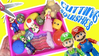 The Super Mario Bros Movie Peach Luigi Toad Cutting Squishies into One Bowl [upl. by Aerdno]