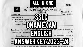 SSLC onam exam English answer key 2023 [upl. by Notgnillew889]