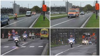 EMES Ziekenwagen  Ambulancemotor  Politiemotoren begeleiden wielerwedstrijd Jette België 154 [upl. by Initof]