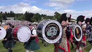 Aboyne Games 2017  Parades by the massed bands around the highland games field [upl. by Kared]