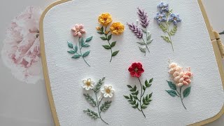 프랑스자수  7가지 입체꽃자수 7 3D Flower Embroidery [upl. by Ataga]