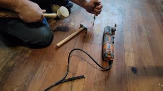 Replacing a damaged hardwood floor board in the middle of the floor [upl. by Elolcin]