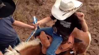 Mini Bronc Riding7 yr old Trace Barrett [upl. by Jovi826]