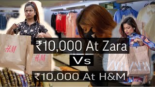 ₹10000 at ZARA Vs ₹10000 at HampM 🛍🛒  10k Shopping challenge🛍  Rugees Vini💕 [upl. by Rustin]